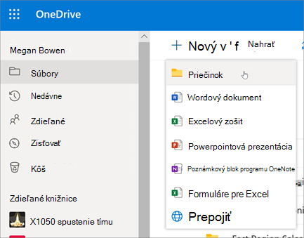 Vytvorenie priečinka vo OneDrive