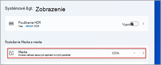Kde nájdete ponuku mierky v nastaveniach Windowsu 11.