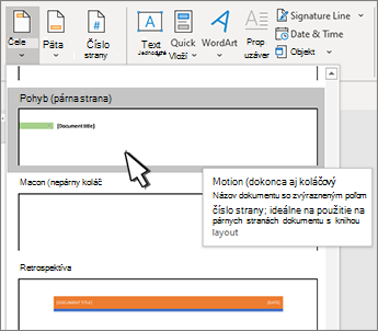 Dialógové okno výberu štýlu hlavičky s jedným vybratým