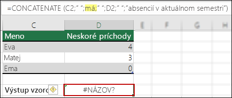 Chyba #NÁZOV? spôsobená chýbajúcimi úvodzovkami v textových hodnotách