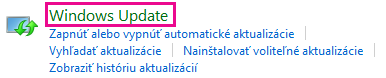 Prepojenie Windows Update v ovládacom paneli vo Windowse 8