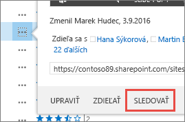 Výber príkazu Sledovať v ponuke kontextovej karty vo OneDrive for Business