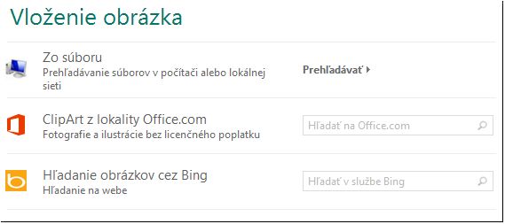 Dialógové okno Vložiť obrázok v Publisheri 2013