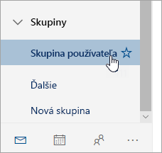 Snímka obrazovky skupiny na navigačnej table