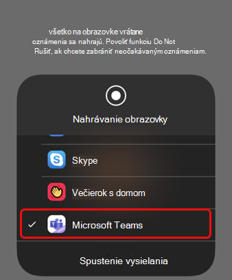 V systéme iOS vyberte položku Teams