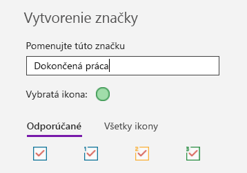 Vytvorenie vlastnej značky vo OneNote pre Windows 10