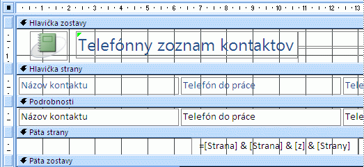 Zostava v návrhovom zobrazení