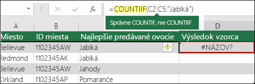 Chyba #NÁZOV? spôsobená preklepom v syntaxi