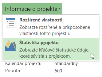 Možnosti informácií o projekte