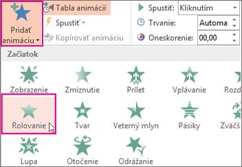 Pridanie efektu animácie v PowerPointe
