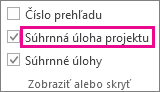 Súhrnná úloha projektu na karte Formát