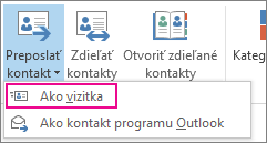 Preposlanie kontaktu vo forme vizitky