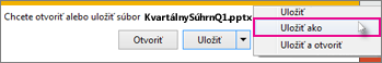 Kliknutie na položku Uložiť ako