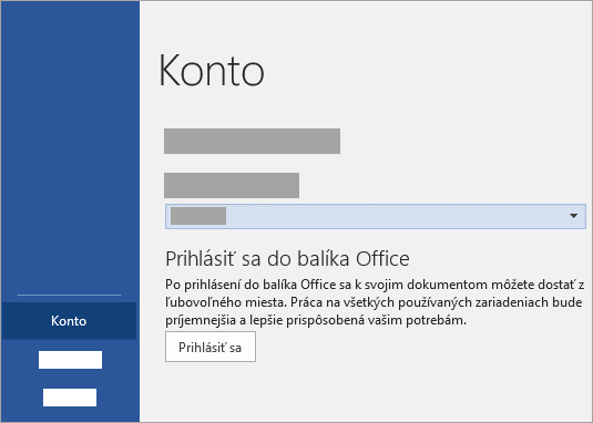 Prihláste pomocou účtu Microsoft alebo Office 365 pracovného alebo školského konta.