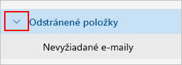 Snímka obrazovky zobrazujúca rozbalenie priečinka Odstránené položky.