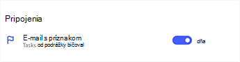 Pripojenie e-mailu s príznakom zapnuté v nastaveniach aplikácie To Do