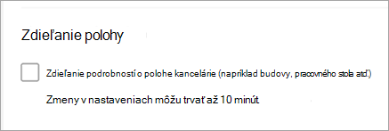 Snímka obrazovky znázorňujúca nezačiarknutie políčka Zdieľať umiestnenie balíka Office