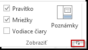 Spúšťač dialógového okna v skupine Zobraziť