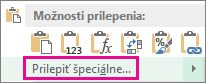 Príkaz Prilepiť špeciálne, ktorý sa zobrazí po kopírovaní bunky, výbere stĺpca alebo riadka s bunkami a následnom kliknutí pravým tlačidlom