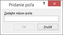 Použitie dialógového okna Pridať pole na pridanie vlastných polí do zoznamu hromadnej korešpondencie