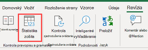 Príkaz Štatistika zošita na páse s nástrojmi v Exceli