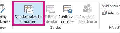 Na karte Domov kliknite na položku Odoslať kalendár e-mailom