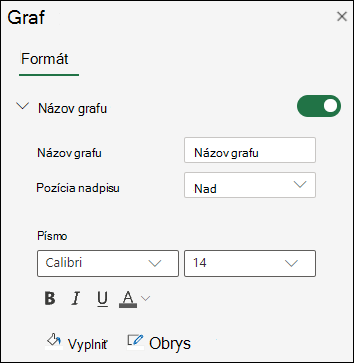 Možnosti názvu grafu pre Excel na webe