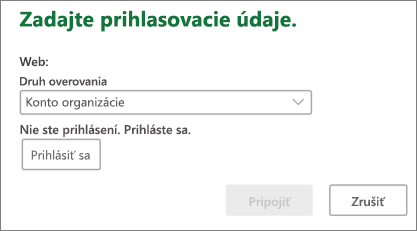 Výzva na zadanie prihlasovacích údajov SharePointu v Macu