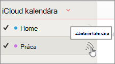 Ikona Zdieľať kalendár v iCloude