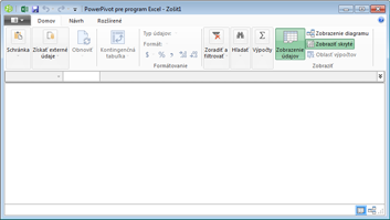 Okno doplnku PowerPivot