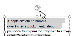 Vybratá rukoväť otáčania textového poľa