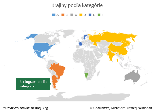 Kartogram v Exceli podľa kategórie