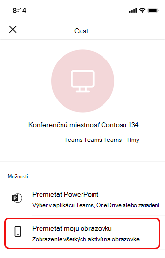 Ťuknite na položku Premietať na obrazovke