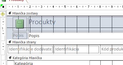 zostava v návrhovom zobrazení so zlomom strany