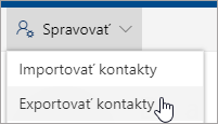 Na paneli s nástrojmi vyberte položku Spravovať a potom položku Exportovať kontakty.