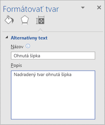 Dialógové okno Alternatívny text pre nadradený tvar vo Visiu.