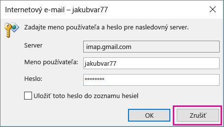 Ak sa zobrazí toto dialógové okno, vyberte možnosť Zrušiť.