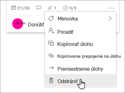 Na paneli kliknite na tri bodky a potom kliknite na položku Odstrániť