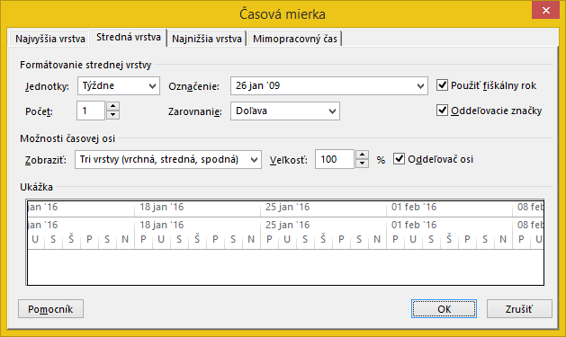 Timescale dialog box