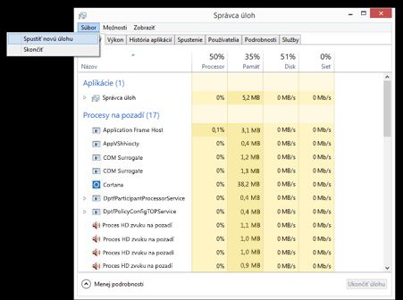 Spustenie novej úlohy v Správcovi úloh