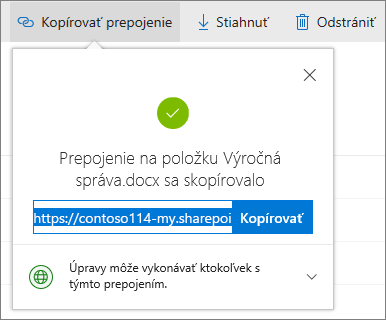 Kopírovanie prepojenia v OneDrive for Business