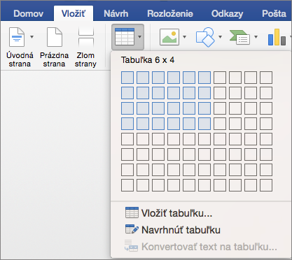 Select the number or rows and columns to quickly insert a table