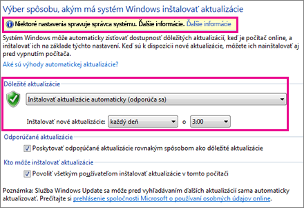 Nastavenie automatických aktualizácií