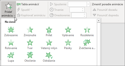 Pridanie animácie v PowerPointe v Office 365