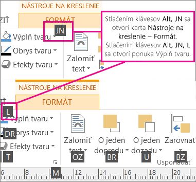 Nové dvojpísmenové klávesové skratky na otvorenie karty Nástroje na kreslenie.