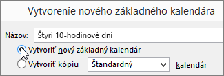 Vytvorenie nového základného kalendára