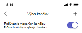 Prepínač Počúvanie viacerých kanálov na obrazovke Výber kanálov v vysielačkach