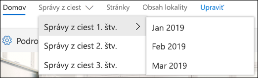 Príklad rekurzívnej ponuky SharePointu