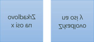 Príklad zrkadlového textu: prvý je otočený o 180 stupňov na osi x a druhý je otočený o 180 stupňov na osi y