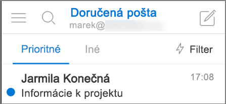 Obrázok, ako Outlook vyzerá v iPhone.